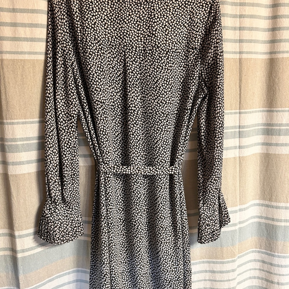 LOFT Black & White Dot Print Long-Sleeve Wrap Dress - Picture 5 of 5